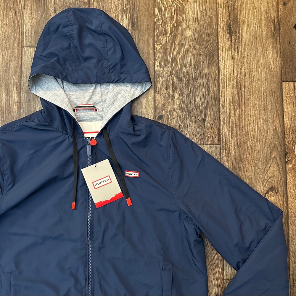 Hunter Lightweight Full Zip Hooded Lined Soft Jacket Men’s Size M Navy Blue